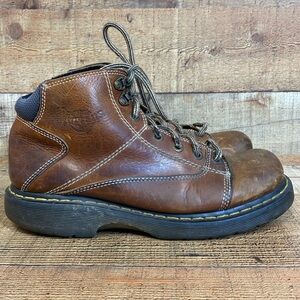 Dr. Martens 8A07 Leather Ankle Boots Men's Size 10 Brown Black Lace‎ up Chunky